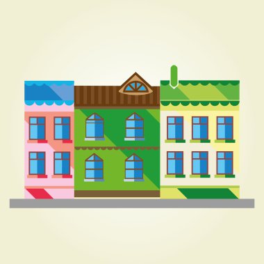 Basit simgeler: renkli evleri