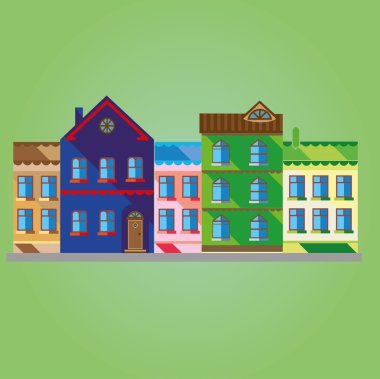 Basit simgeler: renkli evleri