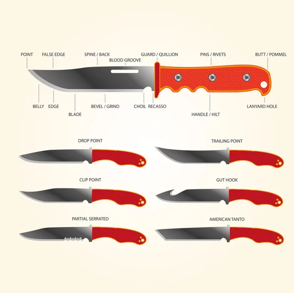 Vector clip art: Knife Parts — Stock Vector