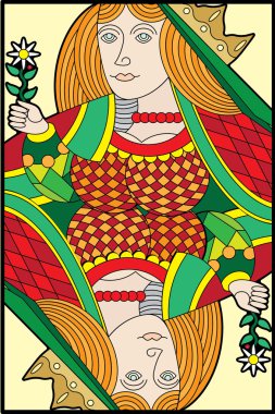 Tek Kişilik iskambil vektör: Kraliçe Diamonds