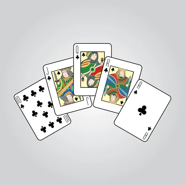 Single playing cards vector: Clubes — Archivo Imágenes Vectoriales