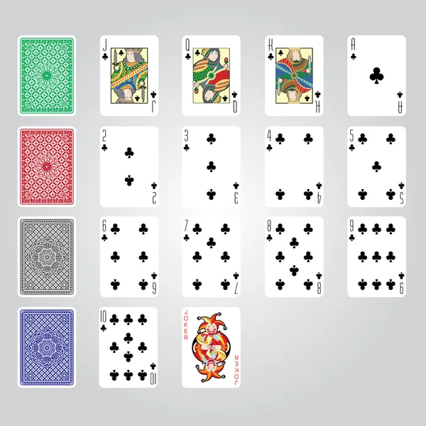 Single playing cards vector: Clubes — Archivo Imágenes Vectoriales