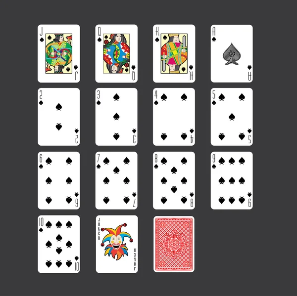 Single playing cards vector: Espadas — Vector de stock