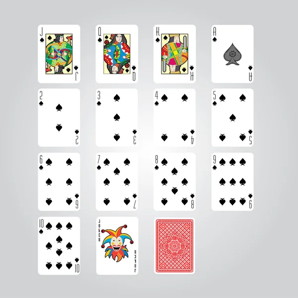 Single playing cards vector: Spades — Stock Vector