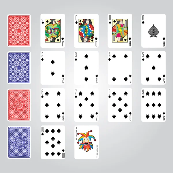 Single playing cards vector: Spades — Stock Vector