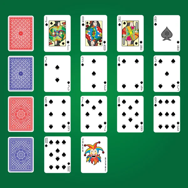 Single playing cards vector: Espadas — Archivo Imágenes Vectoriales