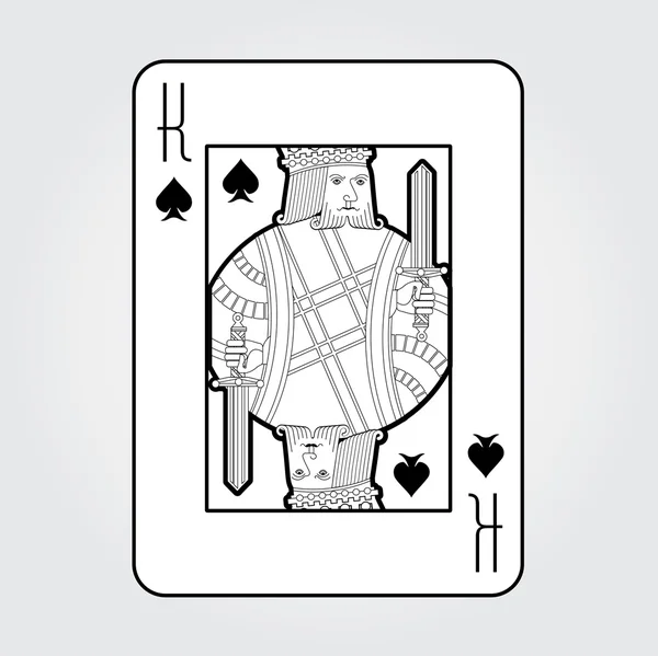 Single playing cards vector: Spades King — Stock Vector