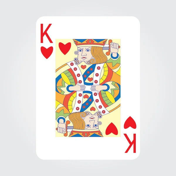 Wektor jednej karty do gry: król kier — Wektor stockowy