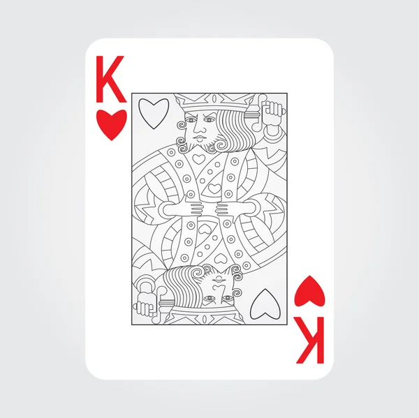 Single playing cards vector: King of Hearts — Stock Vector