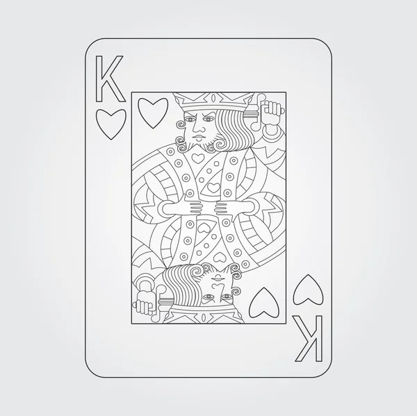 Single playing cards vector: King of Hearts — Stock Vector