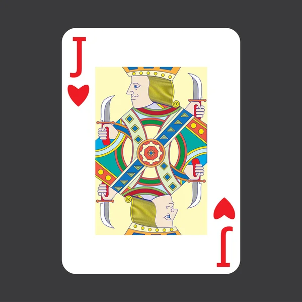 Single playing cards vector: Jack of Hearts — Stock Vector