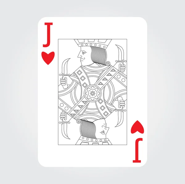 Single playing cards vector: Jack of Hearts — Stock Vector