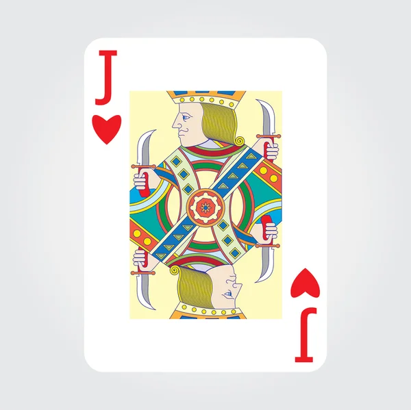 Single playing cards vector: Jack of Hearts — Stock Vector