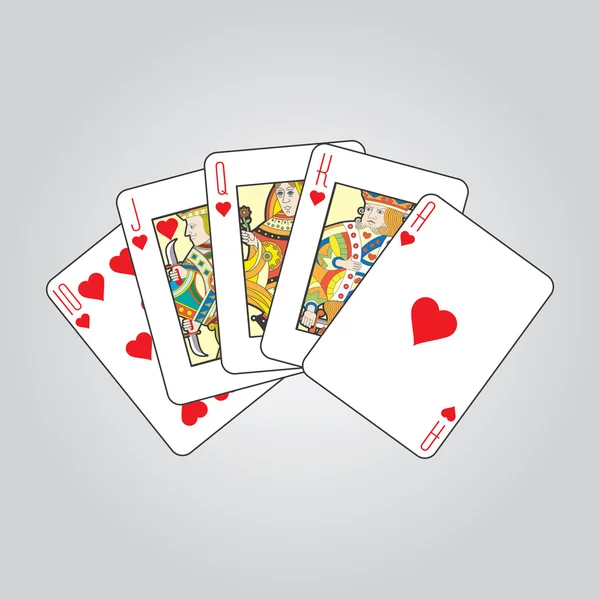 Jugar a las cartas: Corazones — Vector de stock