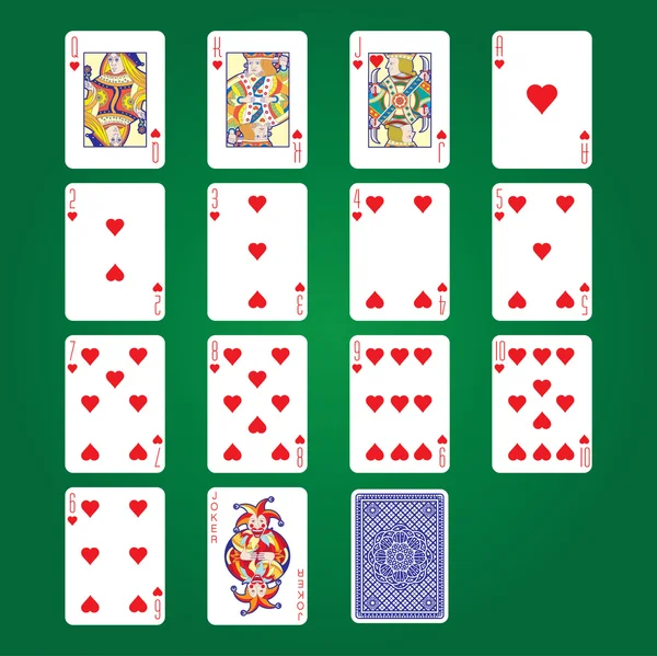 Jugar a las cartas: Corazones — Vector de stock