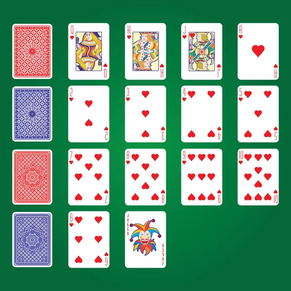 Speelkaarten: Hearts — Stockvector