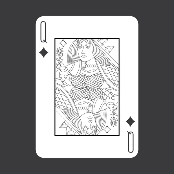Egységes kártya vektor: Queen Diamonds — Stock Vector