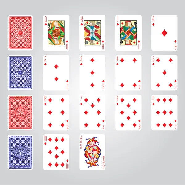 Single playing cards vector: Diamantes — Vector de stock