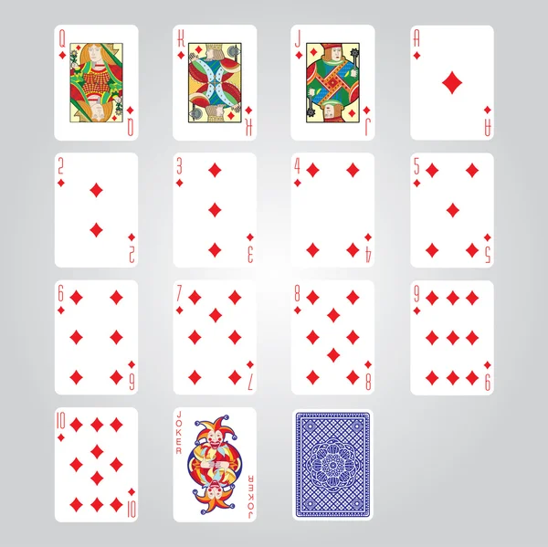 Single playing cards vector: Diamantes — Vector de stock