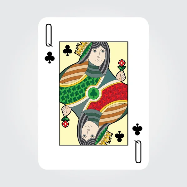 Wektor jednej karty do gry: kluby królowej — Wektor stockowy