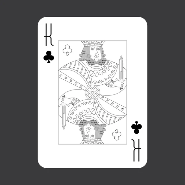 Single playing cards vector: Rey de los Clubes — Vector de stock