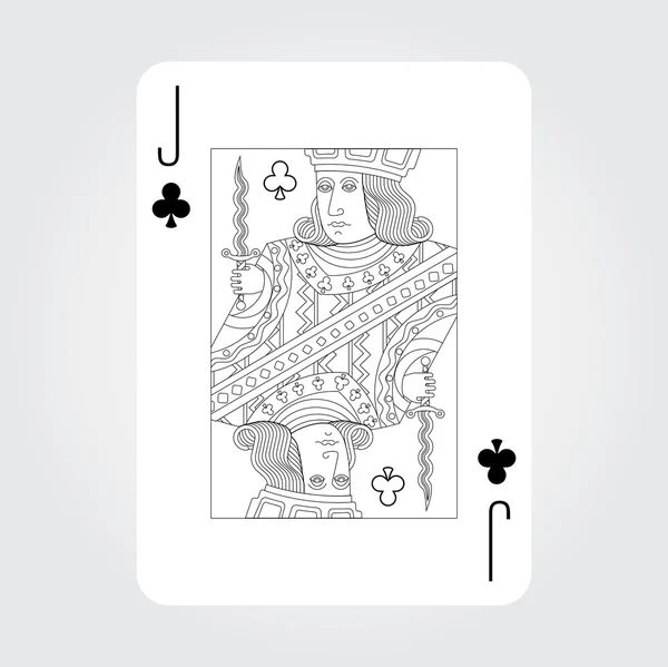 Jeden hrací karty vektor: Jack kluby — Stockový vektor