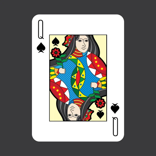 Vecteur de cartes à jouer unique : Spades Queen — Image vectorielle