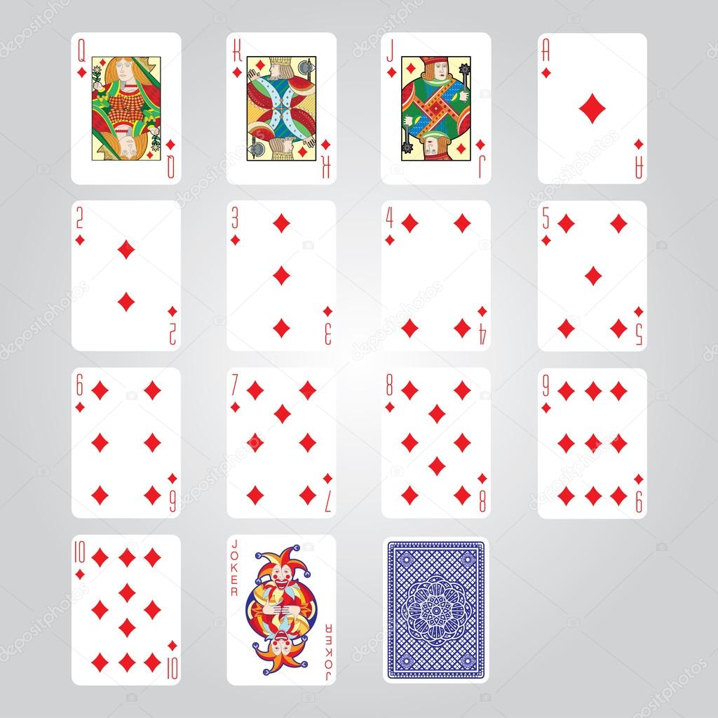 Single playing cards vector: Diamonds