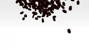 beyaz zemin üzerine düşen kahve çekirdekleri