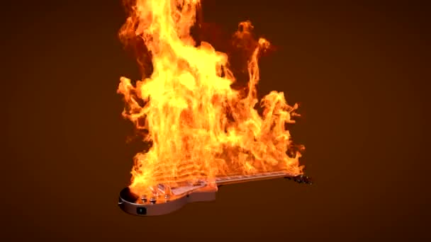 Flame Animation Electric Guitar — Stock Video