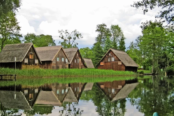 Brown boat houses — Stock Photo, Image