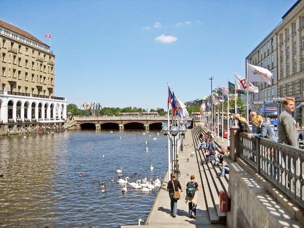 Hamburg Jungfernstieg, Németország — Stock Fotó