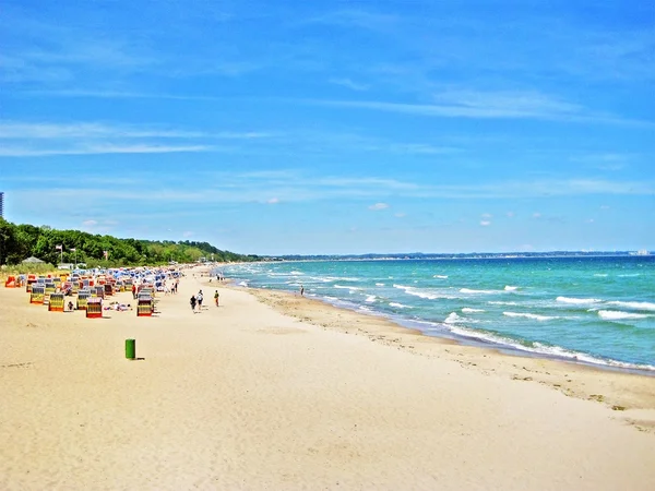 Timmendorfer Strand Deutschland Mai 2008 Strand Timmendorfer Strand Liegestühle Der — Stockfoto