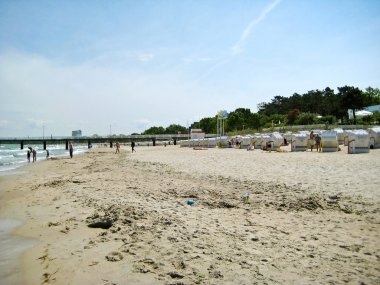 Beach Timmendorfer Strand, Baltık Denizi, Almanya