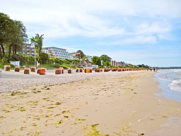Pláž v Scharbeutz, Baltské moře, Německo — Stock fotografie
