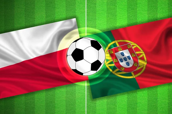 Polen - Portugal - Fußballplatz mit Ball — Stockfoto
