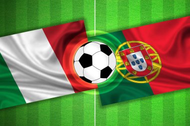 İtalya - Portekiz - futbol sahası ile Top