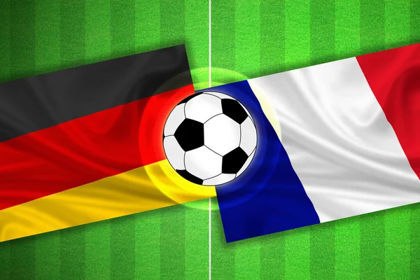 Deutschland - Frankreich - Fußballplatz mit Ball — Stockfoto