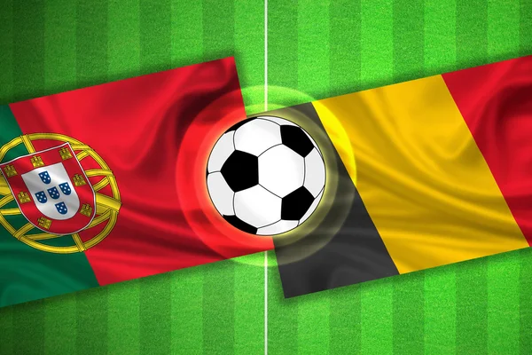 Portugal - Belgien - Fußballplatz mit Ball — Stockfoto