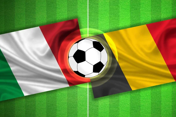 Italien - Belgien - Fußballplatz mit Ball — Stockfoto