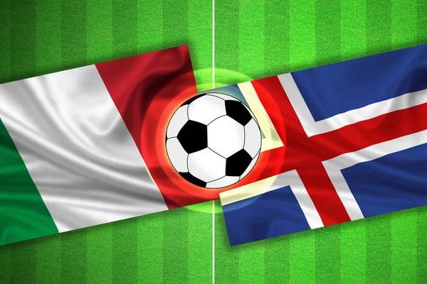 Italia - Islandia - Campo de fútbol con pelota — Foto de Stock