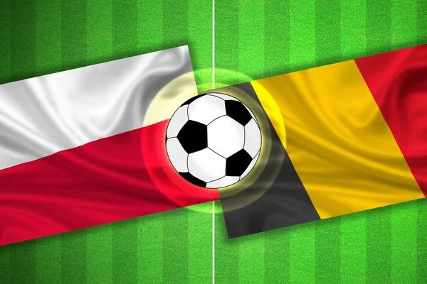 Polen - Belgien - Fußballplatz mit Ball — Stockfoto