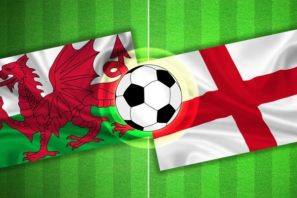 Wales - Engeland - voetbalveld met bal — Stockfoto