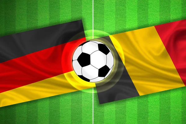 Deutschland - Belgien - Fußballplatz mit Ball — Stockfoto