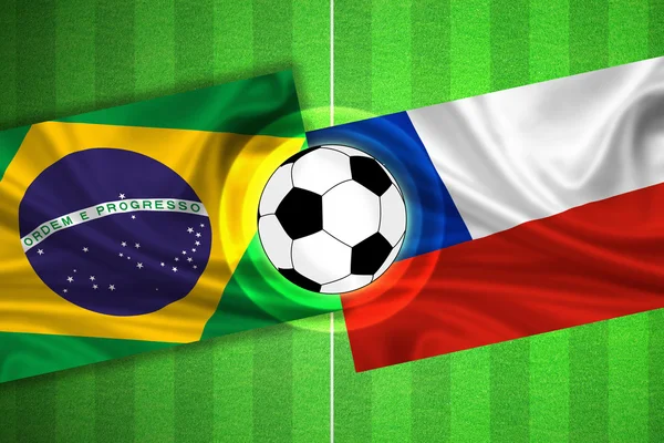 Brasil - Chile - Campo de fútbol con pelota — Foto de Stock