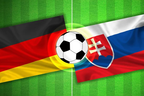 Deutschland - Slowakei - Fußballplatz mit Ball — Stockfoto