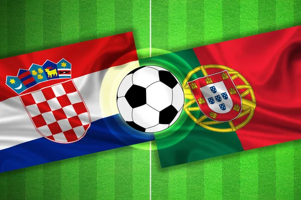Kroatien - Portugal - Fußballplatz mit Ball — Stockfoto
