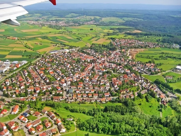 Landing approach - Village aerial view — Stock Photo, Image