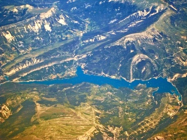 Jezero Lac de Castillon - letecký pohled — Stock fotografie