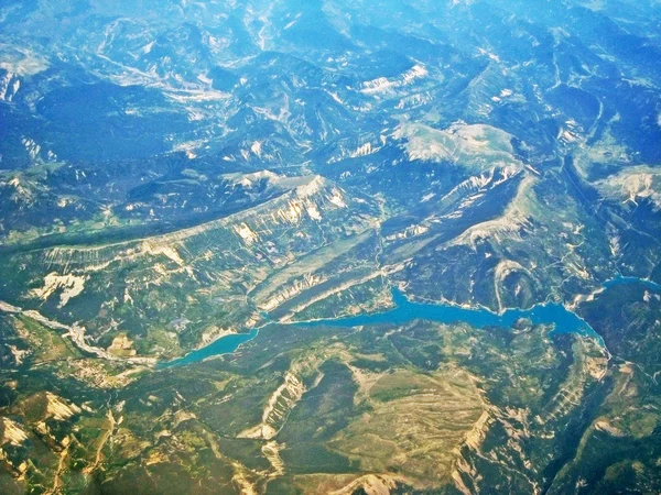 Lake Lac de Castillon - luchtfoto — Stockfoto